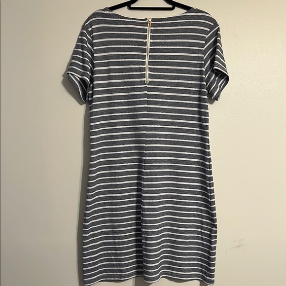 Sail to Sable STS Gray and White Striped Cotton Blend Mini Sun Dress - Picture 5 of 5
